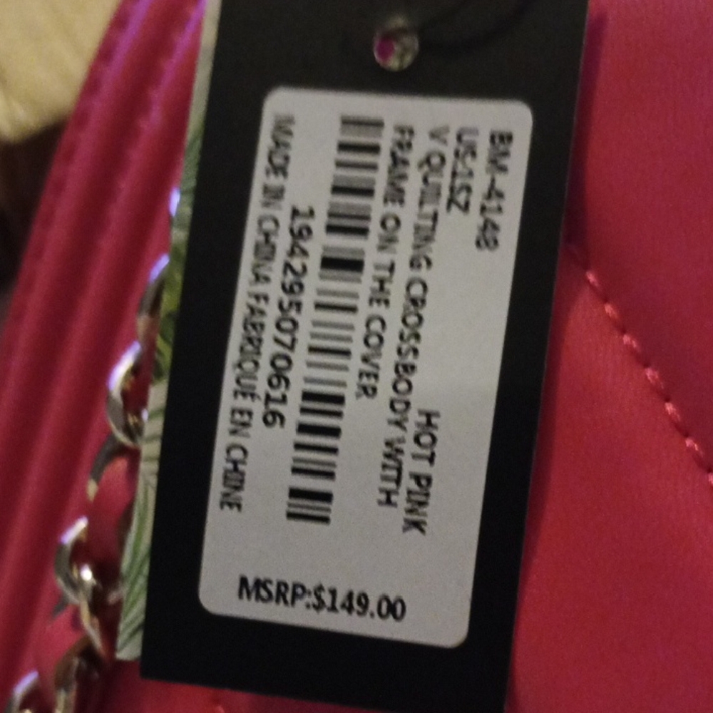 Badgley Mischka Pink Quilted Chain Shoulder Bag - Picture 6 of 6